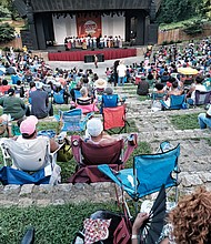 People attending the 10th Annual Gospel Music Festival on Sunday at Dogwood Dell. The free event was hosted by Sheilah Belle and Praise 104.7 FM as part of the City of Richmond’s Festival of Arts. (Sandra Sellars/Richmond Free Press)