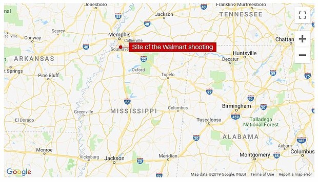 The gunfire broke out Tuesday morning at a store in Southaven, the third largest city in Mississippi.