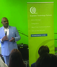 Emmanuel Jackson (pictured), founder, CEO, and president of Evanston Technology Partners, recently celebrated the grand opening of Evanston Technology Partners’ new headquarters in Bronzeville. Photo Credit: Katherine Newman