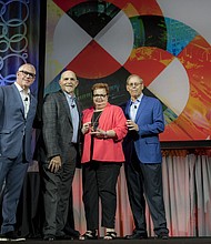 Tourism professional Shelley Johnson of Lake Charles, La., was recently inducted into the Destinations International Hall of Fame at the association’s annual convention. Don Welsh, President & CEO of Destinations International (left) honored Johnson along with Paul Arrigo, President & CEO of Visit Baton Rouge (middle left); and Steve Moore, president & CEO of Visit Phoenix (right).