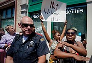 Trump supporters are not welcome on Wednesday near the site of the weekend mass shooting in Dayton, Ohio’s Oregon District where nine people were killed and 14 wounded. Hundreds of people protested the president’s visit to the city Wednesday.