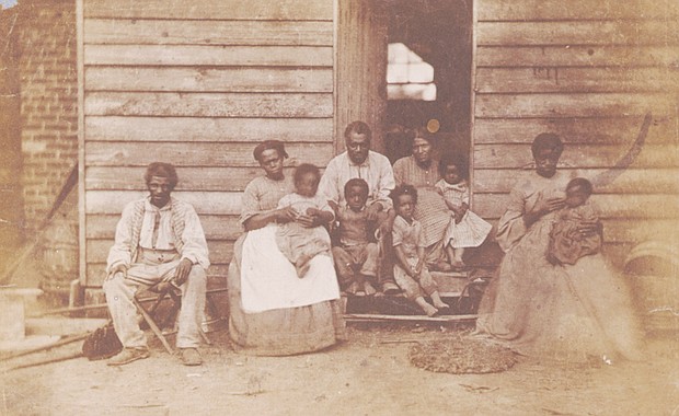 Enslaved people on a Hanover County plantation owned by Dr. William F. Gaines taken by photographer George Harper Houghton in 1862.