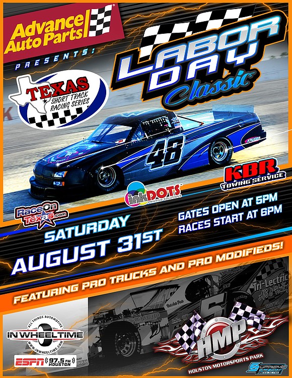 Here’s your chance to experience the only asphalt circle track racing series in Texas! The Advance Auto Parts Labor Day …