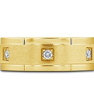 14K Yellow 8 mm Diamond Wedding Band