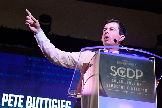 Democratic presidential candidate Pete Buttigieg, mayor of South Bend, Ind., speaks June 22 at the South Carolina Democratic Party state Convention in Columbia, S.C.