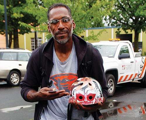 The helmet was thrown away in Washington Park The helmet was thrown away in Washington Park