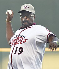 Joe Taylor, Virginia Union University athletic director and a highly successful former football coach at several universities, throws out the ceremonial first pitch on Aug. 30 at the Richmond Flying Squirrels game against the Bowie Baysox at The Diamond on Arthur Ashe Boulevard. Mr. Taylor, who has served as the Panthers’ AD since 2014, was named earlier this year to the National Football Foundation College Football Hall of Fame. He will be inducted Dec. 10 in a ceremony in New York.