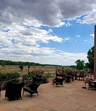 Patio area overlooking the Sandia Crest