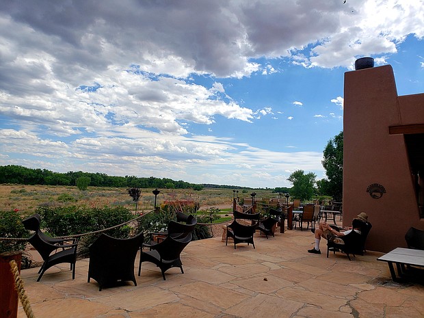 Patio area overlooking the Sandia Crest