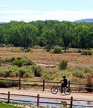 Bike riding through one of the property's trails.