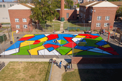 Baltimore Artist S Colorful Mural Transforms Poe Houses Basketball Court The Baltimore Times Online Newspaper Positive Stories About Positive People