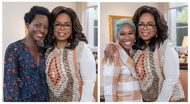 Oprah Winfrey with (L) Lupita Nyong'o (R) Cynthia Erivo/
Photo Credit: Harpo, Inc./Huy Doan