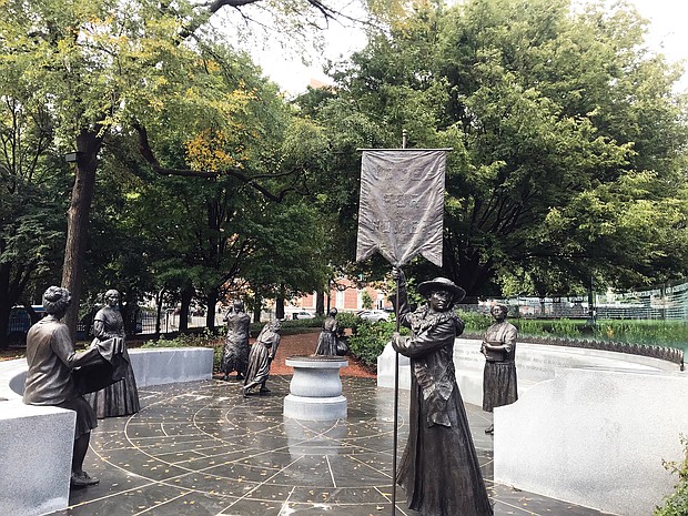 “Voices from the Garden: The Virginia Women’s Monument” on Capitol Square has seven life-size bronze statues of noted Virginia women by New York-based artist Ivan Schwartz.