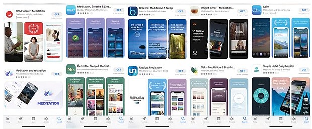 A variety of meditation apps available