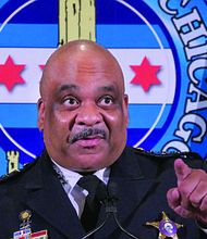 Police Superintendent Eddie Johnson (pictured) recently visited the City Club of Chicago to speak about summer crime statistics and violence prevention tactics. Photo Credit: City Club of Chicago
