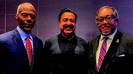 NNPA President and CEO Dr. Benjamin F. Chavis, Jr. (pictured at right), who participated in the recent teleconference, said the NNPA’s partnership with the BNC is a profound win-win for Black America. (Also pictured are Former Republican U.S. Congressman J.C. Watts, chairman of BNC (left) and Jacksonville Jaguars owner, Shad Khan, who is a primary investor in the new network (center).