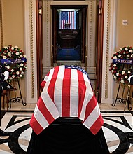 The body of Rep. Cummings lies in state Oct. 24 at the U.S. Capitol, where a ceremony was held by members of Congress the day before his formal funeral service.