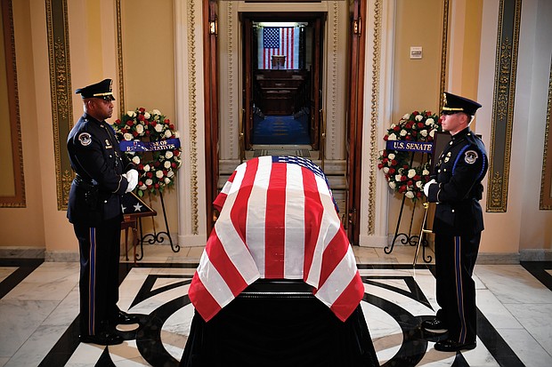 The body of Rep. Cummings lies in state Oct. 24 at the U.S. Capitol, where a ceremony was held by members of Congress the day before his formal funeral service.