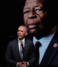 Former President Obama was among the many speakers at the funeral on Oct. 25 for Rep. Elijah E. Cummings at New Psalmist Baptist Church in Baltimore.