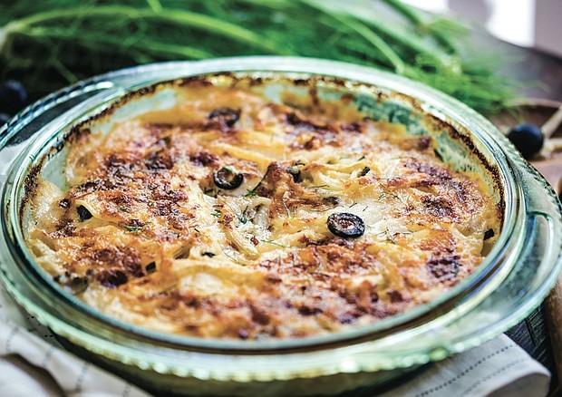 Potatoes Au Gratin with Fennel and Olives