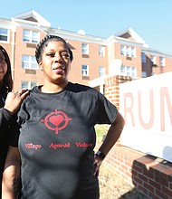 Kele A. Wright, left, and Shavon M. Ragsdale are seeking to turn grief into positives for the community through their organization, The Village Against Violence. They stand in front of the Richmond Urban Ministry Institute, 3000 Chamberlayne Ave., where the group is based.