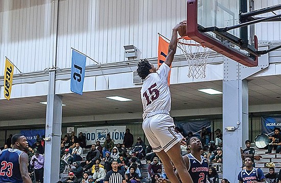 Virginia Union University’s Jordan Peebles scores a team-high 16 points and 10 rebounds at the Panthers’ home opener on Nov. 13 against Catawba College at Barco- Stevens Hall. Catawba defeated VUU 84-69.