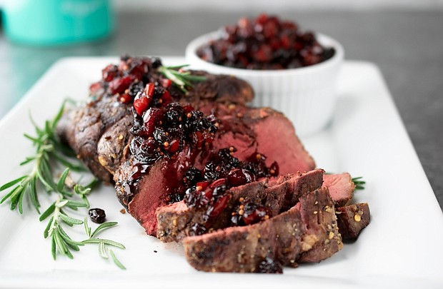 Holiday Roast with Red Pepper Cranberry Sauce