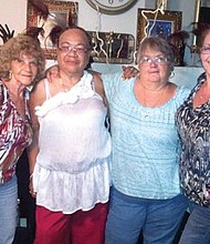 (Left to Right) Sybil Panko, Verda Byrd, Kathryn Gutierrez Rouillard and Debbie Romero. Verda met her living sisters in June of 2014.