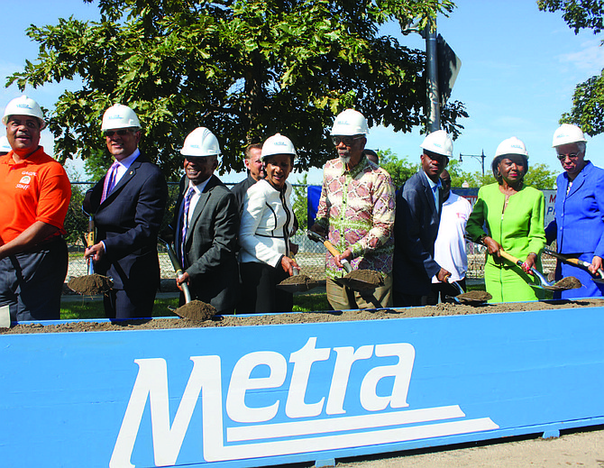 Several elected officials and community stakeholders participated in a Sept. 30, 2019 groundbreaking ceremony in Auburn Gresham for a new Metra station slated for completion in 2021. Photo credit: By Wendell Hutson