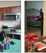 Ms. Ward unpacks groceries in her new kitchen, while, right, Ms. Cavell shows off her new living room and bedroom. The two, who had lived for 35 years in the nearby Creighton Court public housing community are among 37 seniors from Creighton Court who have moved into the newly completed building as part of the first step to redeveloping the public housing complex. The Community Builders of Boston undertook the Armstrong Renaissance development with the Richmond Redevelopment and Housing Authority.