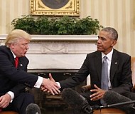 Presidents Donald Trump and Barack Obama