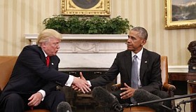 Presidents Donald Trump and Barack Obama