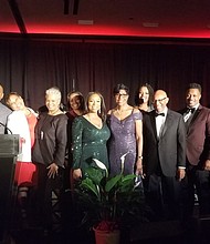 Calahan Foundation Awards program Co-hosts were Beyonce Fox, V103 and Eric Calahan. Pictured are Board members; Debra German, Patricia McCreary; Dr. Richidine Murry; Valerie Calahan-Taylor; Shirley Calahan, Founder; Attorney Lauren Raymond; Edward Calahan, Founder; Alton Bell; Charles Wells; Rev. Jasper Taylor, Executive Director. Photo by Tarji Smedley