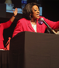 Dr. Gwendolyn E. Boyd, an engineer, minister and former president of Alabama State University, delivers the keynote message for Delta Sigma Theta Sorority’s Virginia Statewide 107th Founders Day program last Saturday at the Greater Richmond Convention Center in Downtown.