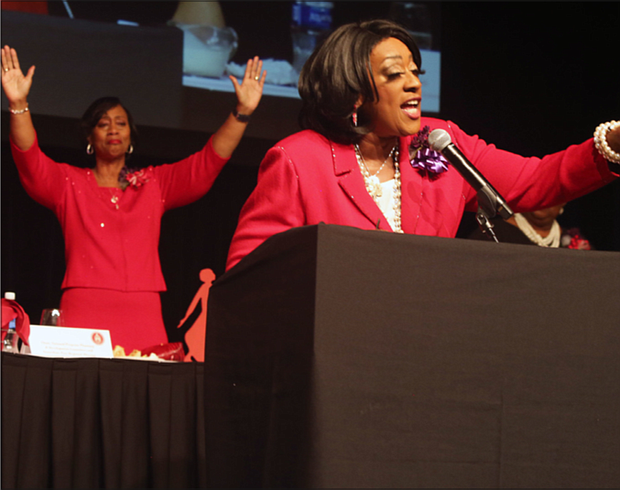 Dr. Gwendolyn E. Boyd, an engineer, minister and former president of Alabama State University, delivers the keynote message for Delta Sigma Theta Sorority’s Virginia Statewide 107th Founders Day program last Saturday at the Greater Richmond Convention Center in Downtown.