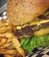 cheeseburger and fries at Stanton's
