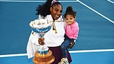 Tennis star Serena Williams holds both her daughter, Alexis Olympia Ohanian Jr., and the ASB trophy after winning the singles title last Sunday at the ASB Classic, also known as the Auckland Classic, in New Zealand.