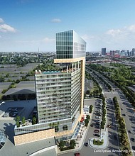 A rendering shows the $350 million, 275-room resort hotel and casino proposed by the Pamunkey Tribe on property at Ingram Avenue and Commerce Road in South Side.