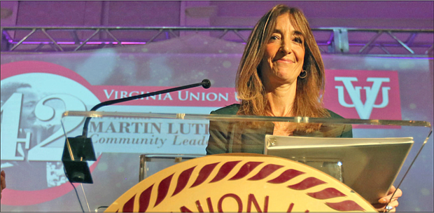 Speaker of the House Eileen Filler-Corn of Fairfax County addresses an audience of about
700 people at the annual Martin Luther King Jr. Community Leaders Breakfast on Jan. 17 in Downtown. She is the first woman and first Jewish speaker in the legislature’s 401-year history.