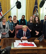 President Trump speaks last week during an event on prayer in public schools in the Oval Office of the White House.