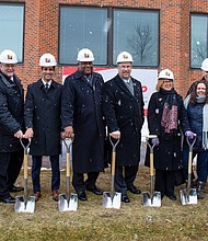 (left to right): Stephen Sparks, Senior Vice President of Key Bank; James Cunningham, Deputy Regional Administrator for HUD; Samir Mayekar, Deputy Mayor of Neighborhood and Economic Development for the City of Chicago; James Bebley, Acting CHA CEO; Mike Griffin, Fund Manager, National Development Council; Kristin Faust, Executive Director, Illinois Housing Development Authority; Kate Gronstal, Senior Project Manager for Evergreen Real Estate Group; Jeff Rappin, Chairman, Evergreen Real Estate Group; and 47th Ward Ald. Matt Martin.