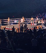 Fatal Four Way (Left to right) Travis Banks, Jordan Devlin, Isiah “Swerve” Scott, and Angel Garza