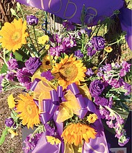 A floral tribute to Kobe bryant stands in Martinsville’s downtown.