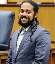 Nathan Burrell, former superintendent of the James River Park System, is honored with the Richmond City Council Public Service Award at Monday night’s council meeting for his years of “devotion, effort, love, kindness and service” at the park. His new job: Deputy director of the Virginia Department of Conservation and Recreation.