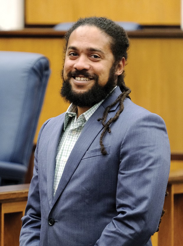 Nathan Burrell, former superintendent of the James River Park System, is honored with the Richmond City Council Public Service Award at Monday night’s council meeting for his years of “devotion, effort, love, kindness and service” at the park. His new job: Deputy director of the Virginia Department of Conservation and Recreation.