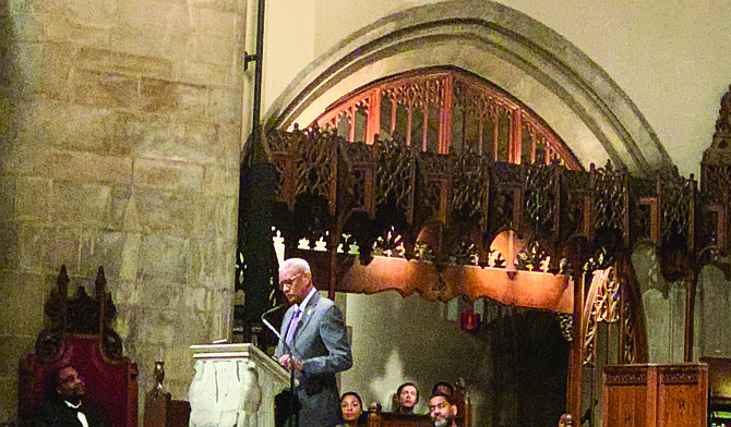 The Rev. Otis Moss III spoke at the University of Chicago’s 30th Annual Martin Luther King, Jr., Celebration on Tuesday, Jan. 28, at Rockefeller Chapel. Photo by Tia Carol Jones