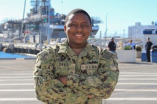 Petty Officer 1st Class Brackshear Davis, a native of Houston, serves in San Diego as a member of the U.S. …