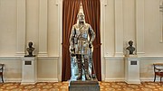 A statue of Confederate Gen. Robert E. Lee stands near the entrance to the Old House Chamber at the State Capitol. The chamber also features the busts of six other Confederate leaders.