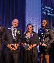 This year’s honorees in the “Strong Men & Women in Virginia History” are, from left, Torrey Smith, retired Judge Marcus D. Williams, Penny J. Franklin, Kaci M. Easley and Dr. Joycelyn S. Harrison.