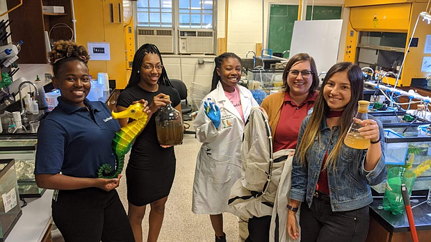 Pictured from left to right: Alyssa Stubbs, Ja'Kaila Jefferson, Shalaila Duke, Dr. Sarah Krejci, and Danithiza
﻿Rojas-Torres